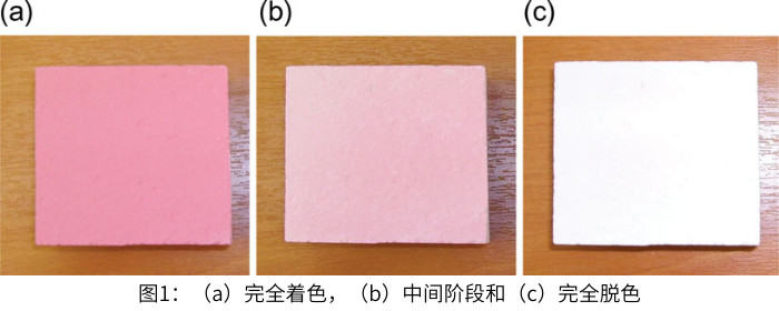 圖1熱變色樣品在暴露于加速老化條件之前的三個不同的熱階段