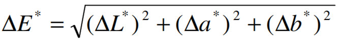 三個測量坐標L*、a*和b*轉(zhuǎn)換為L*、C*和h坐標以及△E值公式